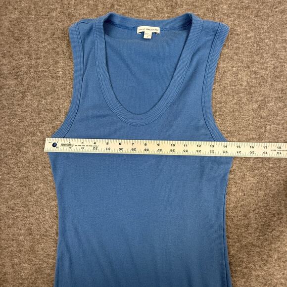 Standard James Perse 100% Cotton Midi Dress Blue Women's 2 Crewneck Fitted - Picture 6 of 11